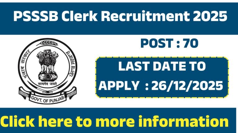 PSSSB Clerk Recruitment 2025